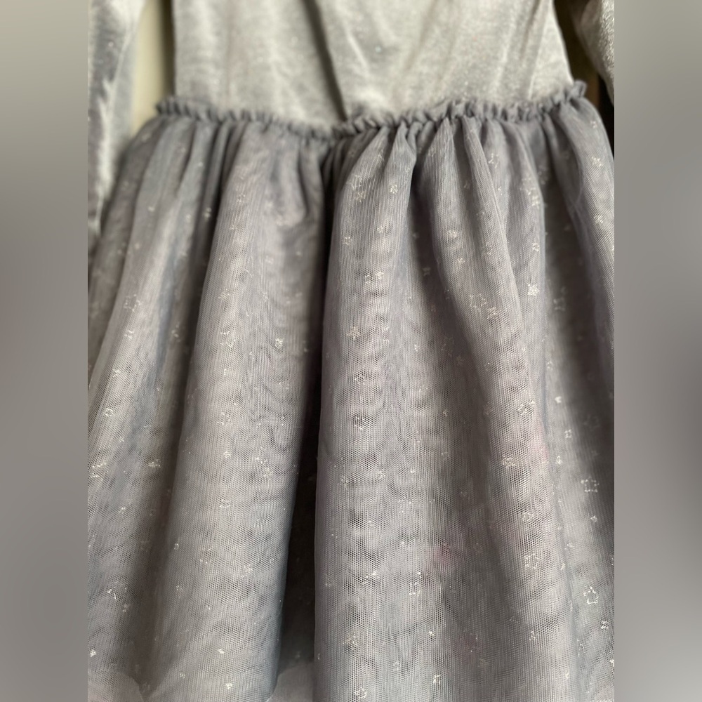 Cat & Jack Shimmering Silver Stars Kids long sleeve Dress size XS 4/5 - Picture 5 of 6